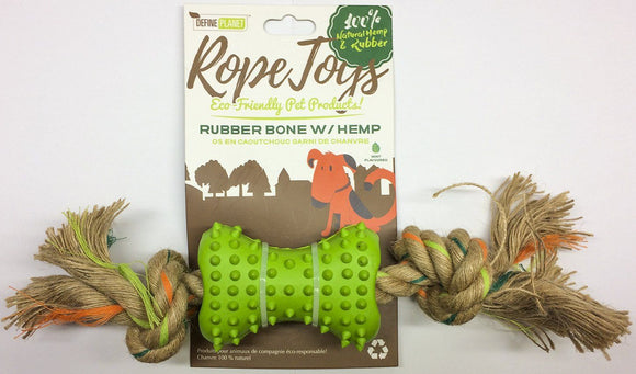 Define Planet Rope Toys Rubber Bone with Hemp KB Depot Express 