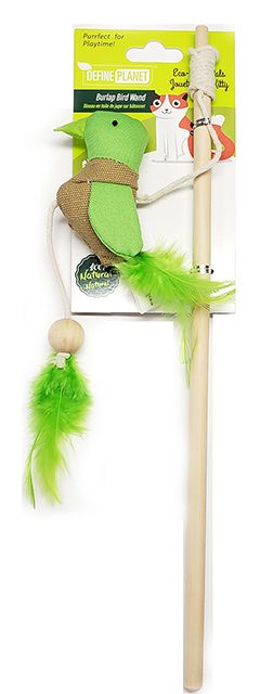 Define Planet Burlap Bird Wand Cat Toy