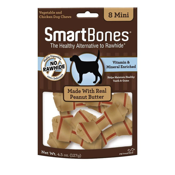 Spectrum Smart Bones Peanut Butter Mini 8 Pack Dog Food Spectrum Brands 