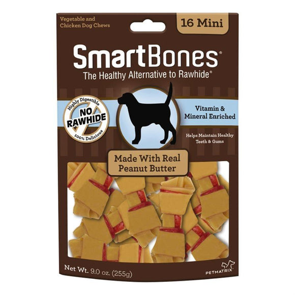 Spectrum Smart Bones Peanut Butter Mini 16 Pack Dog Food Spectrum Brands 