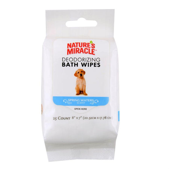 UPG Nature's Miracle Supreme Odor Control Wipes Spring Waters 25 Count Dog Supplies Spectrum Brands 