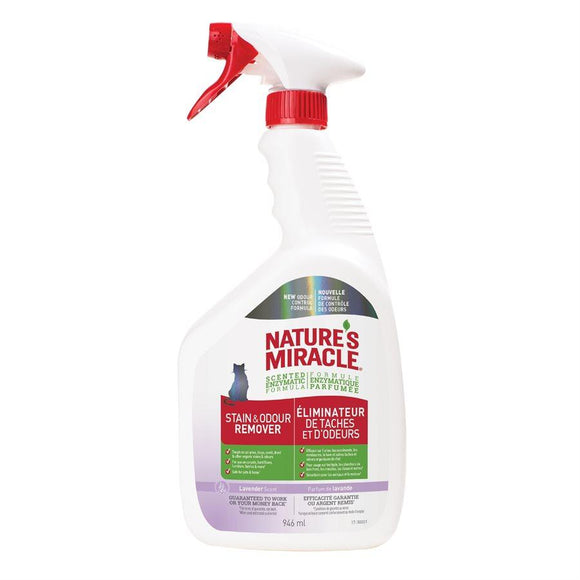 Spectrum Nature's Miracle Just for Cats Stain & Odor Remover Lavender Spray 32oz Cat Supplies Spectrum Brands 