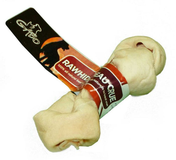GABO White Knotted Rawhide Bone Dog 1X1PC 8-9in