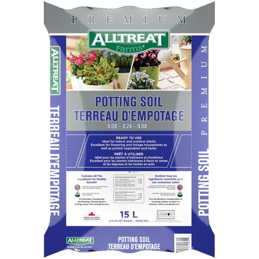 Alltreat Farms Potting Soil 0.08-0.24-0.08 15L Lawn and Garden Alltreat Farms 