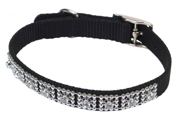 Coastal Nylon Jeweled Dog Collar Black 3/8x12in
