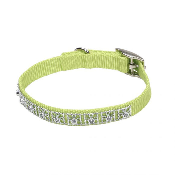 Coastal Nylon Jeweled Dog Collar Lime 3/8x12in