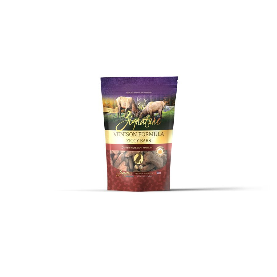 Zignature Ziggy Bars Venison Formula Biscuit Treats for Dogs 12oz