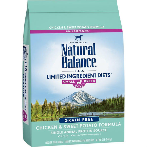 Natural Balance Dog LID Chicken & Sweet Potato Small Breed Bites Formula 12LB Dog Food Natural Balance 