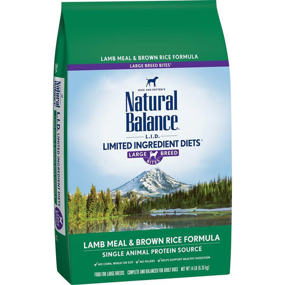 Natural Balance Dog LID Lamb Meal & Brown Rice Large Breed Bites Formula 14LB Dog Food Natural Balance 