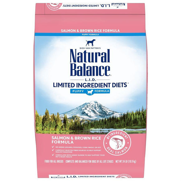 Natural Balance L.I.D. Salmon & Brown Rice Puppy Formula Dog Food Pet Science 24lb 