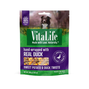 VitaLife Dog Jerky Treats Sweet Potato & Duck Twists 400g