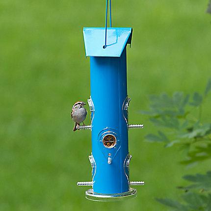 Perky-Pet Blue Metal Tube Bird Feeder 18in 6 ports KB Depot Express 