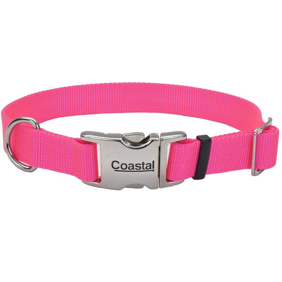 Coastal® Adjustable Dog Collar with Metal Buckle - 5/8in x 10-14in Neon Pink KB Depot Express 
