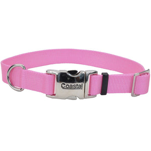 Coastal® Adjustable Dog Collar with Metal Buckle - 3/4in x 14-20in Pink Bright KB Depot Express 