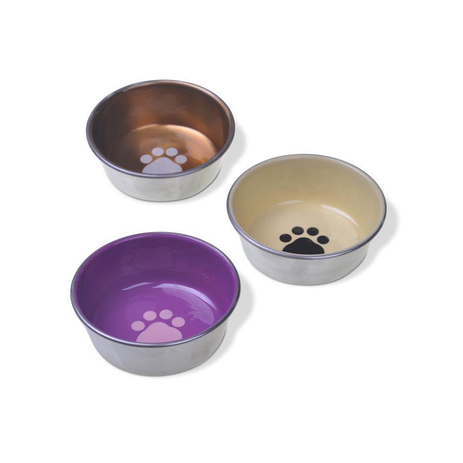 Vanness Stainless Steel Enamel Cat Dish 8oz Cat Supplies Vanness 