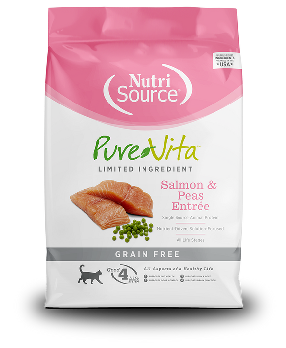 Pure Vita Grain Free Dry Cat Food - Salmon & Peas Entree 15lb