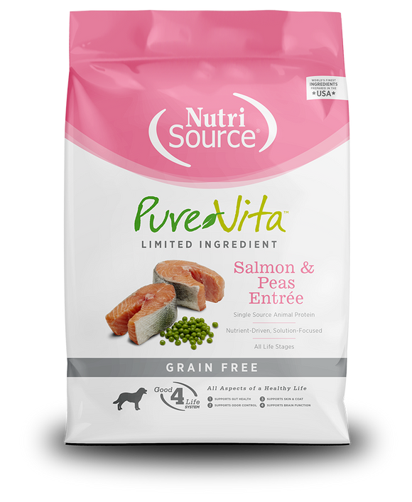 Pure Vita Grain Free Dry Dog Food - Salmon & Peas Entree 15lb