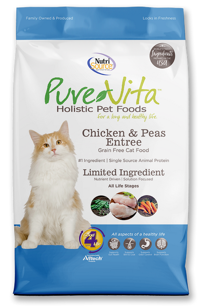 Pure Vita Dry Grain Free Cat Food Chicken Pea Entree 2.2lb