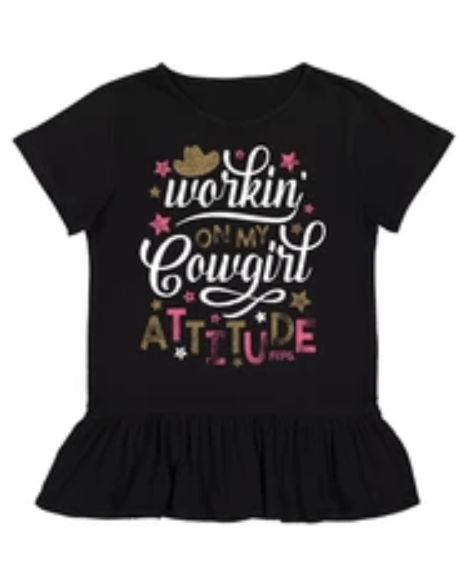 Toddler Farm Girl Cowgirl Attitude Tee Shirt Farm Girl 2T 