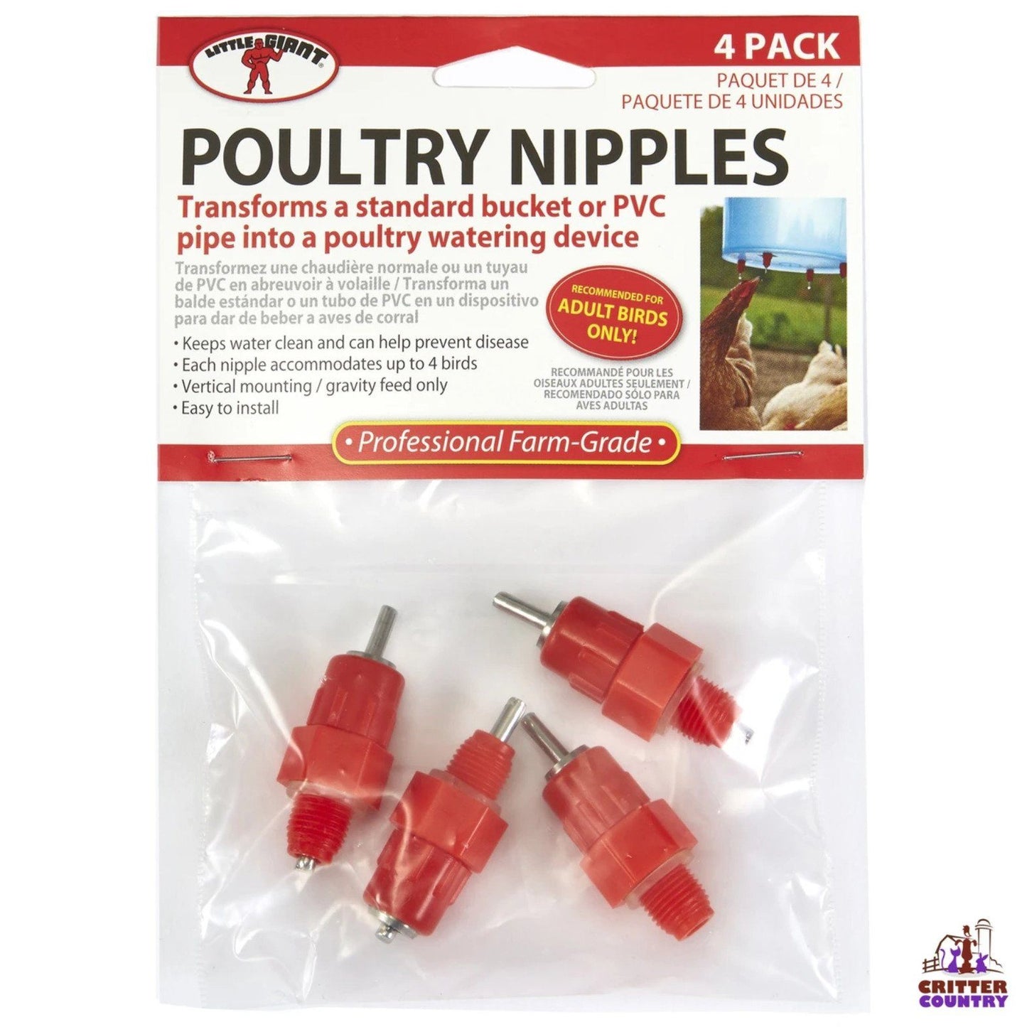 Little Giant Poultry Nipples (4-Pack) poultry Kane Vet Supplies 