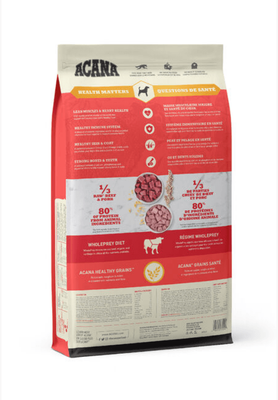 Acana Healthy Grains - Ranch Raised Red Meat Recipe Dry Dog Food Dog Food Champion Pet Foods 