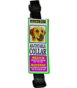 Petmate Collar Nylon Black Adjustable 10 to 14in. (Med)