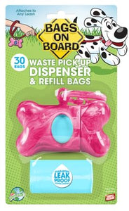 Bags on Boards Marble Bone Dispenser 30 Dog Bags Pink