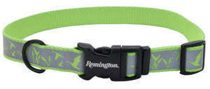 Remington Reflective Adjustable Dog Collar Lime Green Duck and Cattail Pattern