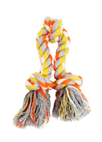 Bud'Z Rope Dog Toy With 3 Knots Orange And Yellow 12"