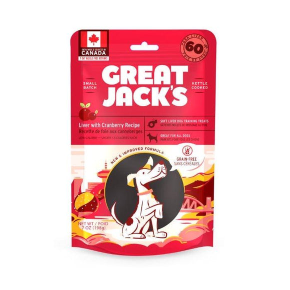 Great Jacks Liver and Cranberry Recipe Dog Treats Kane Vet Supplies 198 Grams 