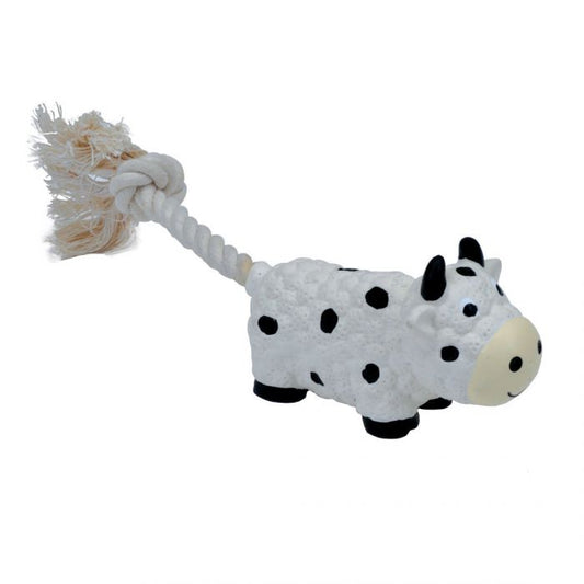 Li’l Pals Latex and Rope Cow Dog Toy