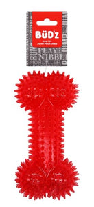 Bud'Z Rubber Dog Toy - Spiked Bone, Red