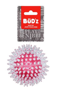 Bud'Z Rubber Dog Toy - Transparent Spiked Ball, Fuchsia