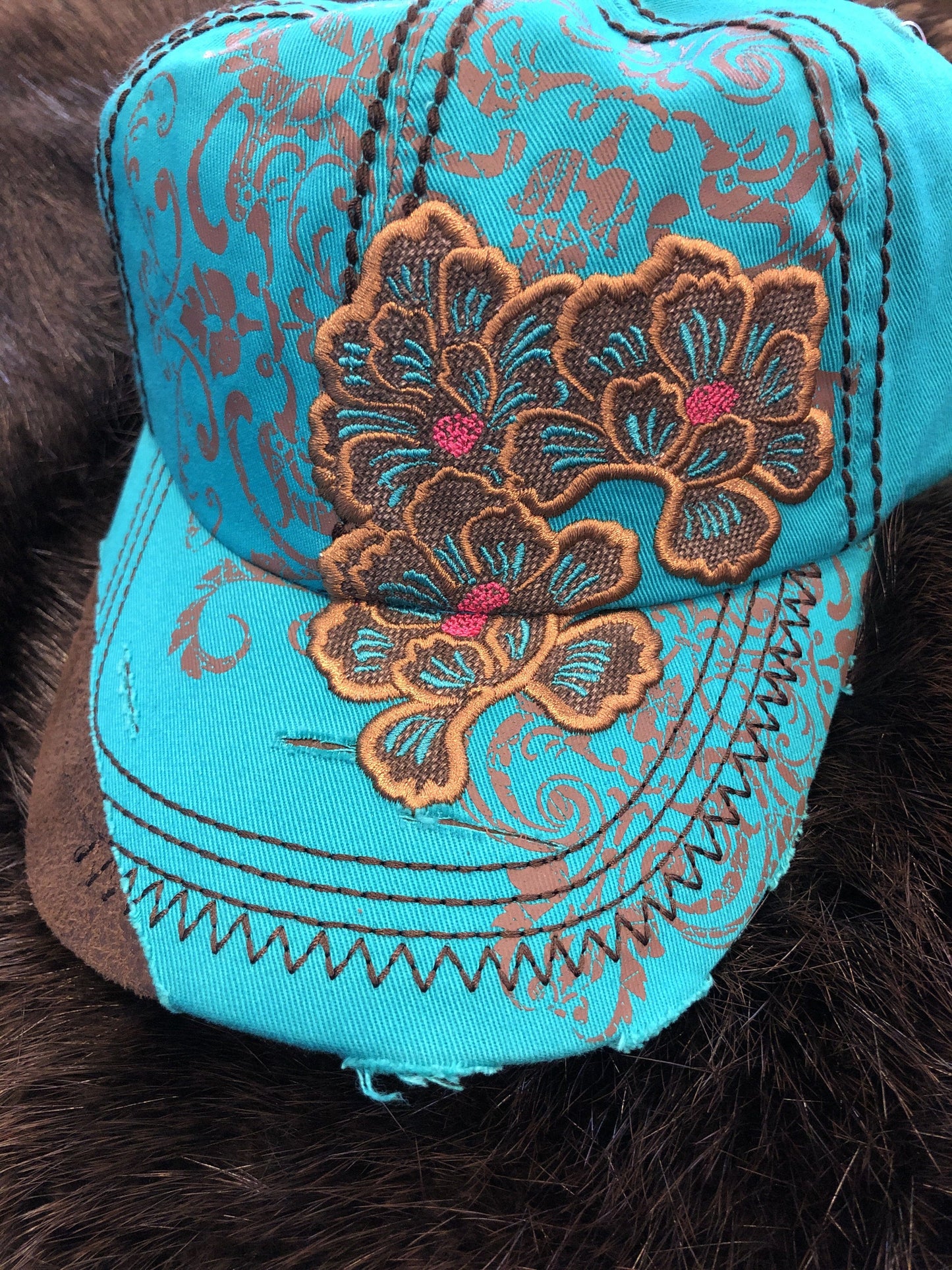 Way West Blue Floral Hat hat Trenditions 