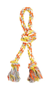 Bud'Z Rope Dog Toy Double With 3 Knots Orange And Yellow 11.5"