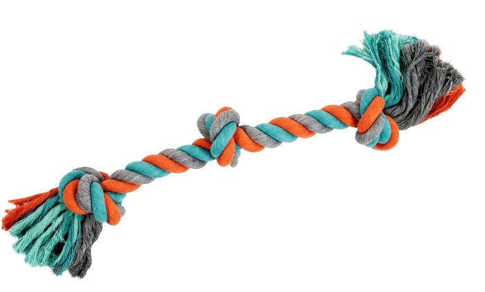 Bud'Z Rope Dog Toy With 3 Knots Orange And Blue 23.5" straight