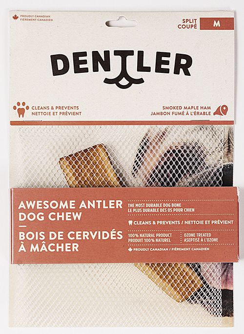 Dentler Awesome Antler Dog Chew Smoked Ham Medium Dog