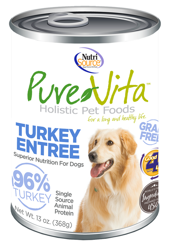 Pure Vita Turkey Entree Grain Free Wet Dog Food 13oz