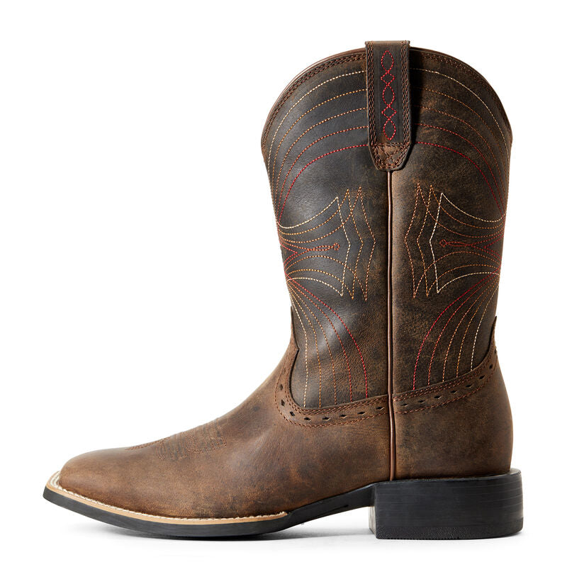 Men's Ariat Sport Wide Square Toe Distressed Brown